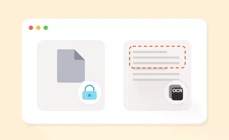 Password-protected PDF and a scan with recognised text