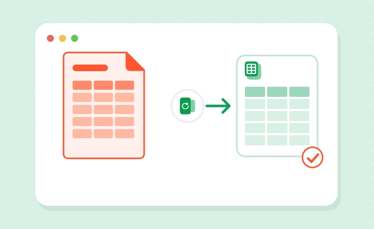A table from a PDF moving into a spreadsheet grid