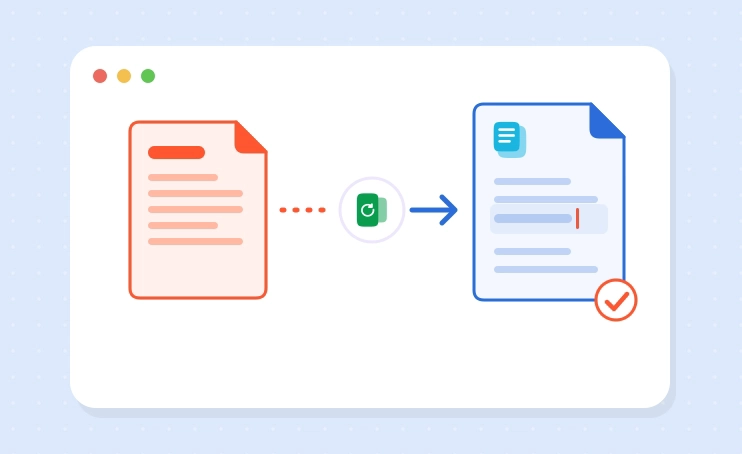 A PDF document turning into a Word file with editable text
